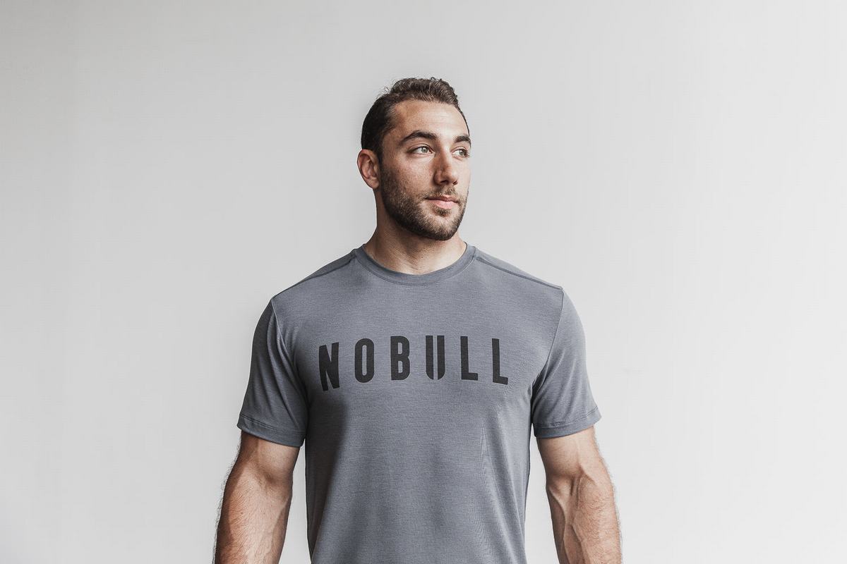 Nobull Men's T Shirts Dark Grey | Australia (EU2975)